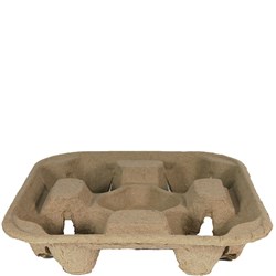 Carry Tray Moulded Fibre Natural 4 Cup