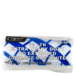 Garbage Bags On Roll Heavy Duty Co-Extruded White 72 Litres