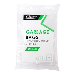 Garbage Bags Heavy Duty Flat Pack Clear 54 Litres
