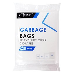 Garbage Bags Heavy Duty Flat Pack Clear 240 Litres