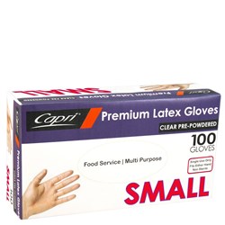Gloves Latex Powdered Clear Small