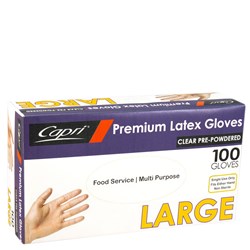 Gloves Latex Powdered Clear Large