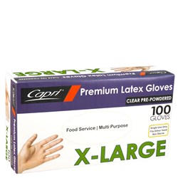 Gloves Latex Powdered Clear Extra Large