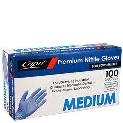 Gloves Nitrile Powder Free Blue Medium