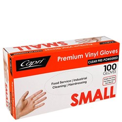 Gloves Vinyl Powdered Clear Small
