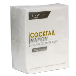 Napkins Quilted Quarter Fold White Cocktail