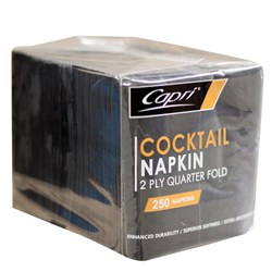 Napkins Qtr Fold Black Cocktail