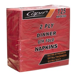Napkins 2 Ply Quarter Fold Red Dinner