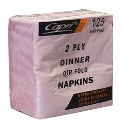 Napkins 2 Ply Quarter Fold Pink Dinner
