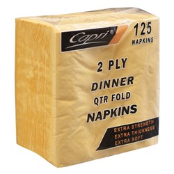 Napkins 2 Ply Quarter Fold Gold Dinner