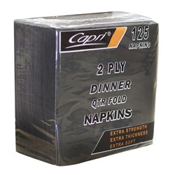 Napkins 2 Ply Quarter Fold Black Dinner
