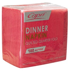 Napkins Quilted Quarter Fold Red Dinner