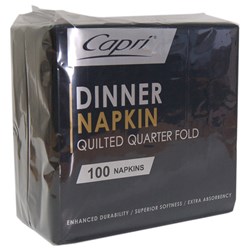 Napkins Quilted Quarter Fold Black Dinner