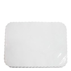 Tray Mat Scalloped Edge Embossed White 