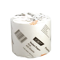 Toilet Tissue Roll Individually Wrapped 2 Ply 400 Sheets White