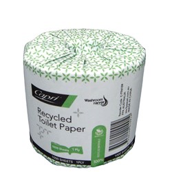 Toilet Tissue Roll 1Ply Recycled 1000 Sheets White
