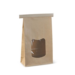 Paper Bag Self Opening Satchels Large Window Tin Tie 242X155X70mm