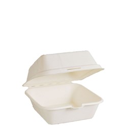 Clamshell Burger Box Natural Fibre White