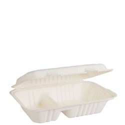 Clamshell Snack Box Natural Fibre Snack 2 Compartments White