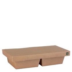 Container Rectangular 2 Compartment Aqueous Lined Core Brown 1000ml