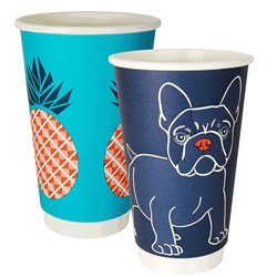 Takeaway Coffee Cup Biodegradable & Compostable Double Wall Gallery Series Multi Colour 16 oz