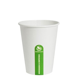 Takeaway Coffee Cup Biodegradable & Compostable Single Wall White 12 oz 