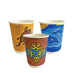 Paper Coffee Cup Compostable Aqueous Lined Double Wall Keip Series 12 oz 