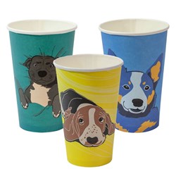 Paper Coffee Cup Biodegradable & Compostable Aqueous Lined Single Wall Dog series 16 oz  