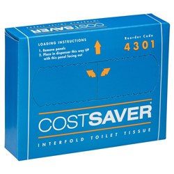 Toilet Tissue 1 Ply Cost Saver Interleaved 200 Sheets White 