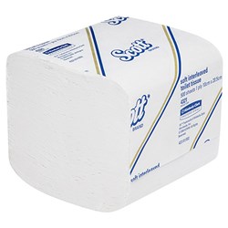 Toilet Tissue 1 Ply Scott Interleaved 500 Sheets White 
