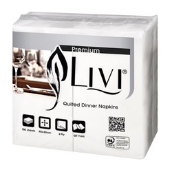 Napkins Premium 2 Ply Gt Fold White Dinner 400X400mm