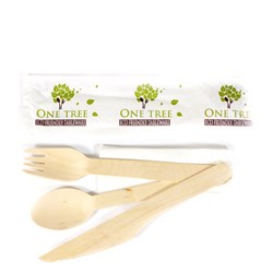 Cutlery Set Wooden Fork, Knife, Spoon & Napkin