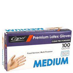 Gloves Latex Powdered Clear Medium