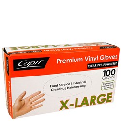Gloves Vinyl Powdered Clear Extra Large
